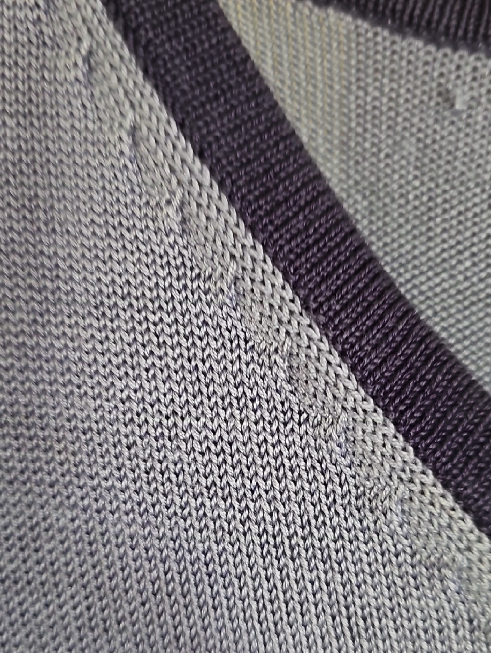 Emanuel Ungaro Men's V-Neck Checkerboard Sweater - Dark Purple & Light Lavender - Picture 3 of 10